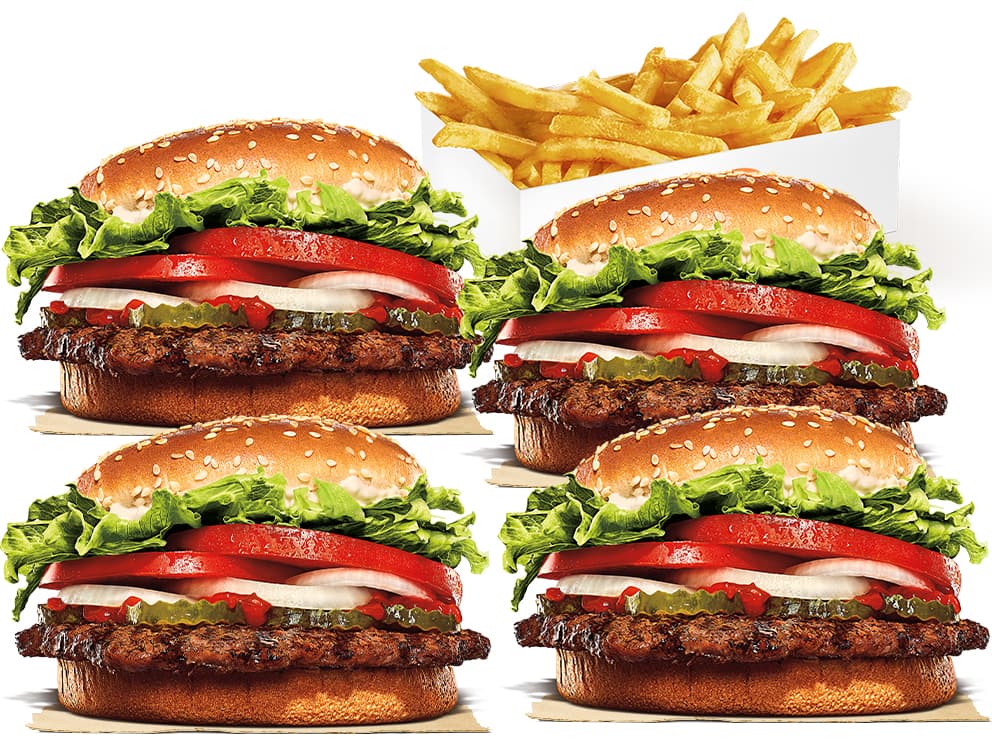 El Rey WHOPPER® Para 4 + Papa Familiar