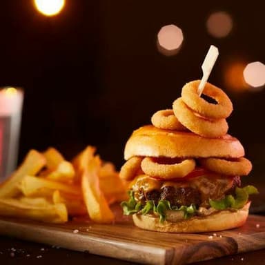 Onion Ring Burger (Aros de Cebolla) Y Refresco