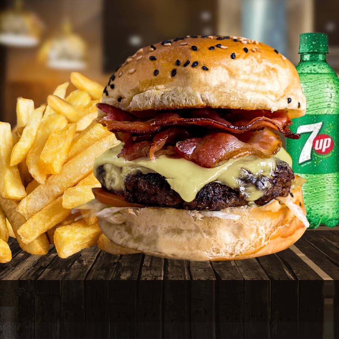 HAMBURGUESA CHEESEBACON + BEBIDA 355ml
