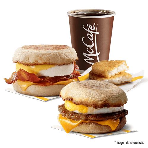 Egg McMuffin Salchicha + Egg McMuffin Bacon + 1 Americano + 1 Ha
