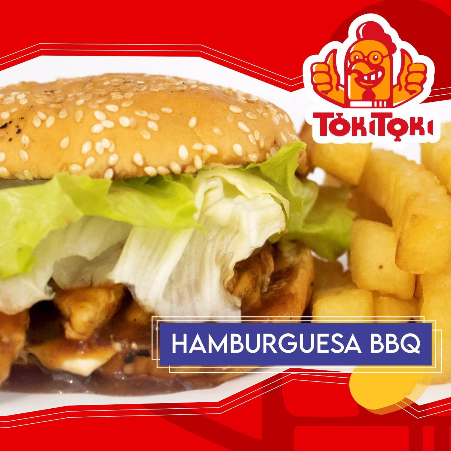 Hamburguesa de Pollo BBQ con Papas