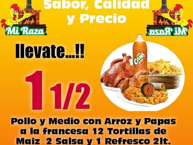 Paquete 5 Pollo y Medio + Acompañamientos y Refres