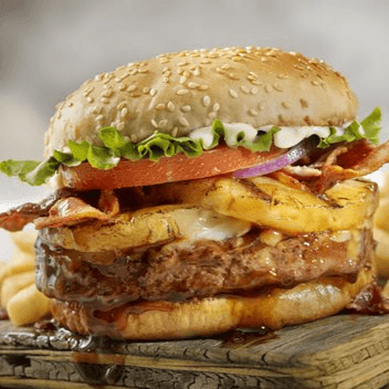 Hamburguesa Hawaiana con Papas