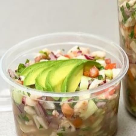 MEDIO LITRO DE CEVICHE DE CAMARÓN.