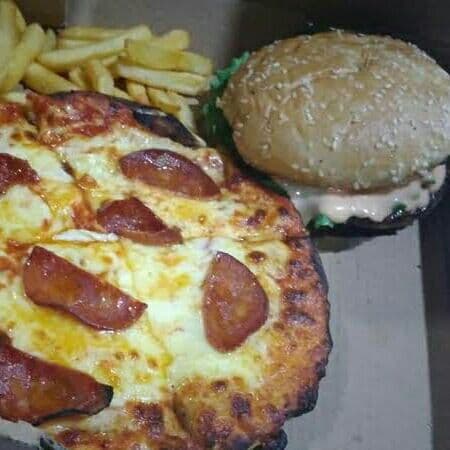 COMBO CUATES (PIZZA+HAMBURGUESA)