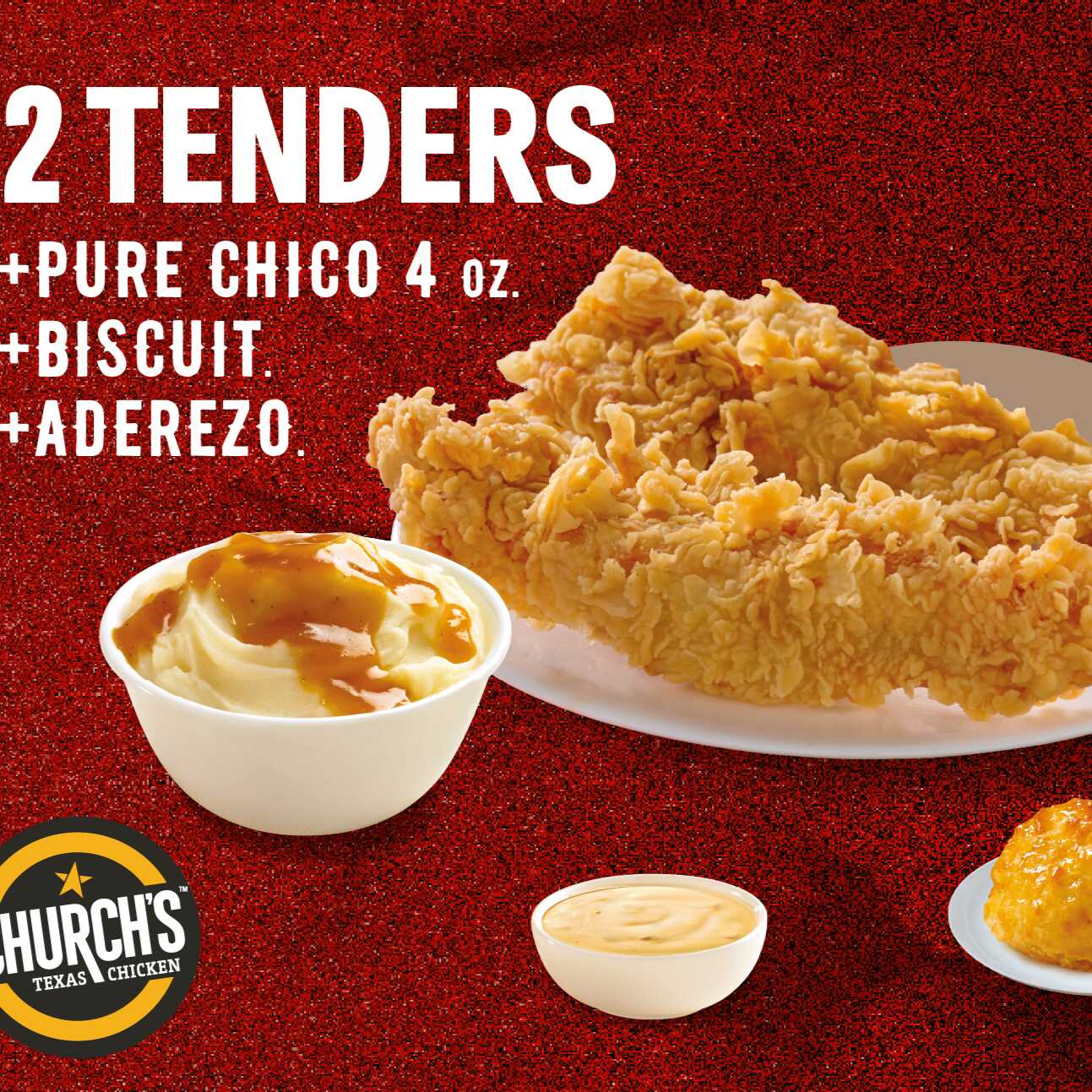 2 Tenders, 1 Pure,1 Aderezo y 1 Biscuits.