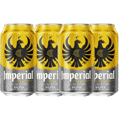 4 CERVEZAS IMPERIAL SILVER 473 ML LATA
