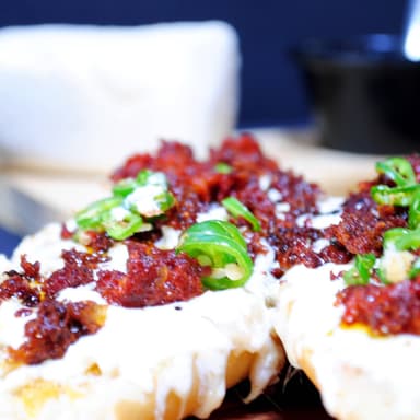 Molletes de Frijoles y Queso Gratinado con Chorizo