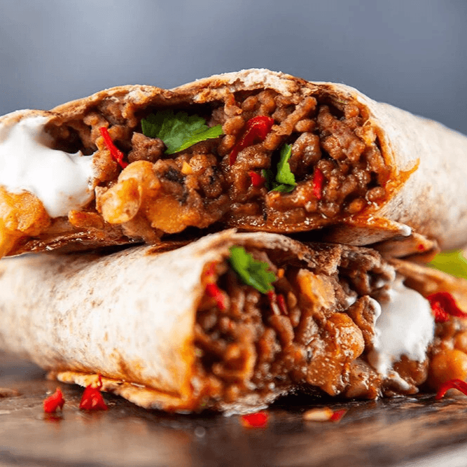 Combo burrito de guisado + chilaquiles
