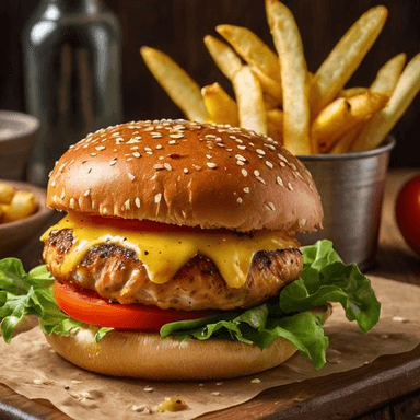 Burger De Pollo con Papas