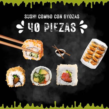 40 Piezas Sushi + 4 GYOZAS + 4 TE FRIOS