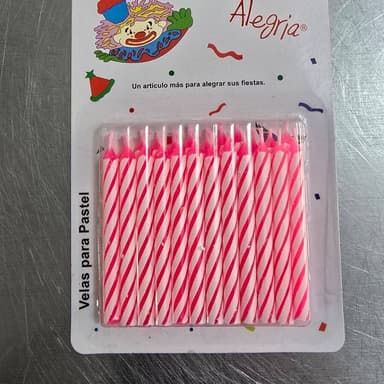 Velas para pastel Basicas rosado de 24 Piezas