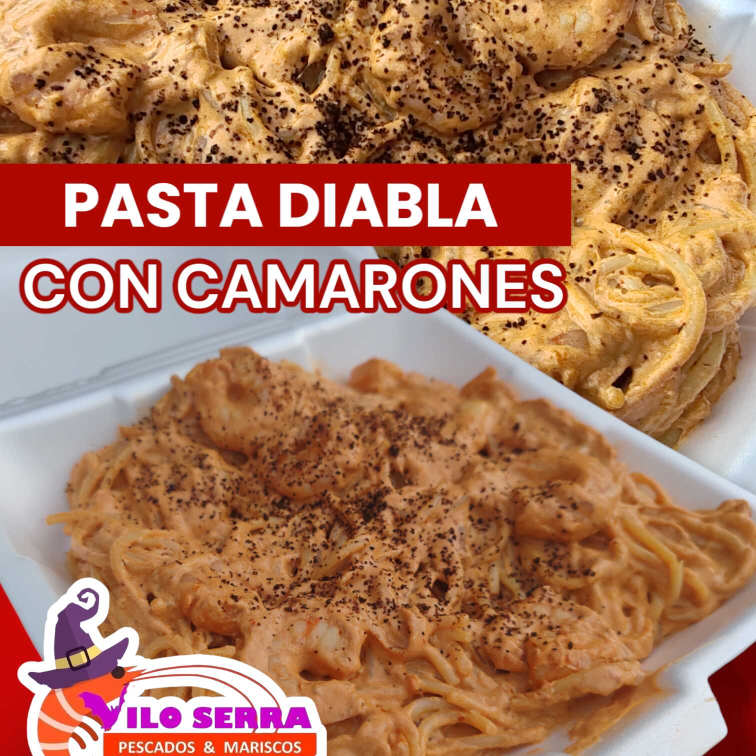 PASTA DIABLA CON CAMARONES