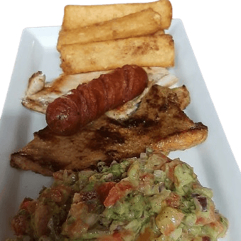 Bandeja Mixta Carne de Res, Pechuga y Chorizo