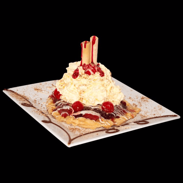 Combo copa queso + waffle pasion roja