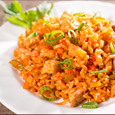 Arroz con Verduras y Carnes Mixtas en Salsa medio