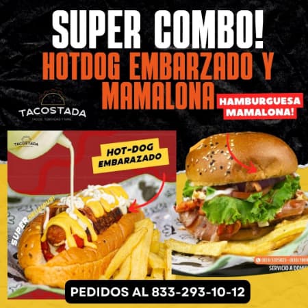 COMBO MAMALON! HAMB MAMALONA + HOT DOG EMBARAZADO