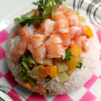 ARROZ CON CAMARON Y VERDURAS