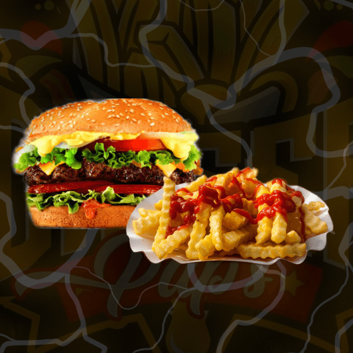 Hamburguesa de Arrachera con Papas
