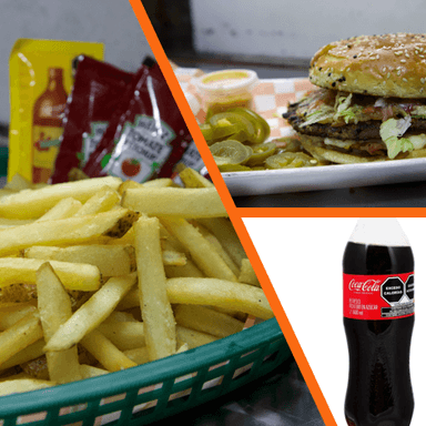 COMBO 1: HAMBURGUESA, PAPAS Y REFRESCO