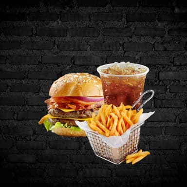 Hamburguesa doble + papas + Mr Tea`