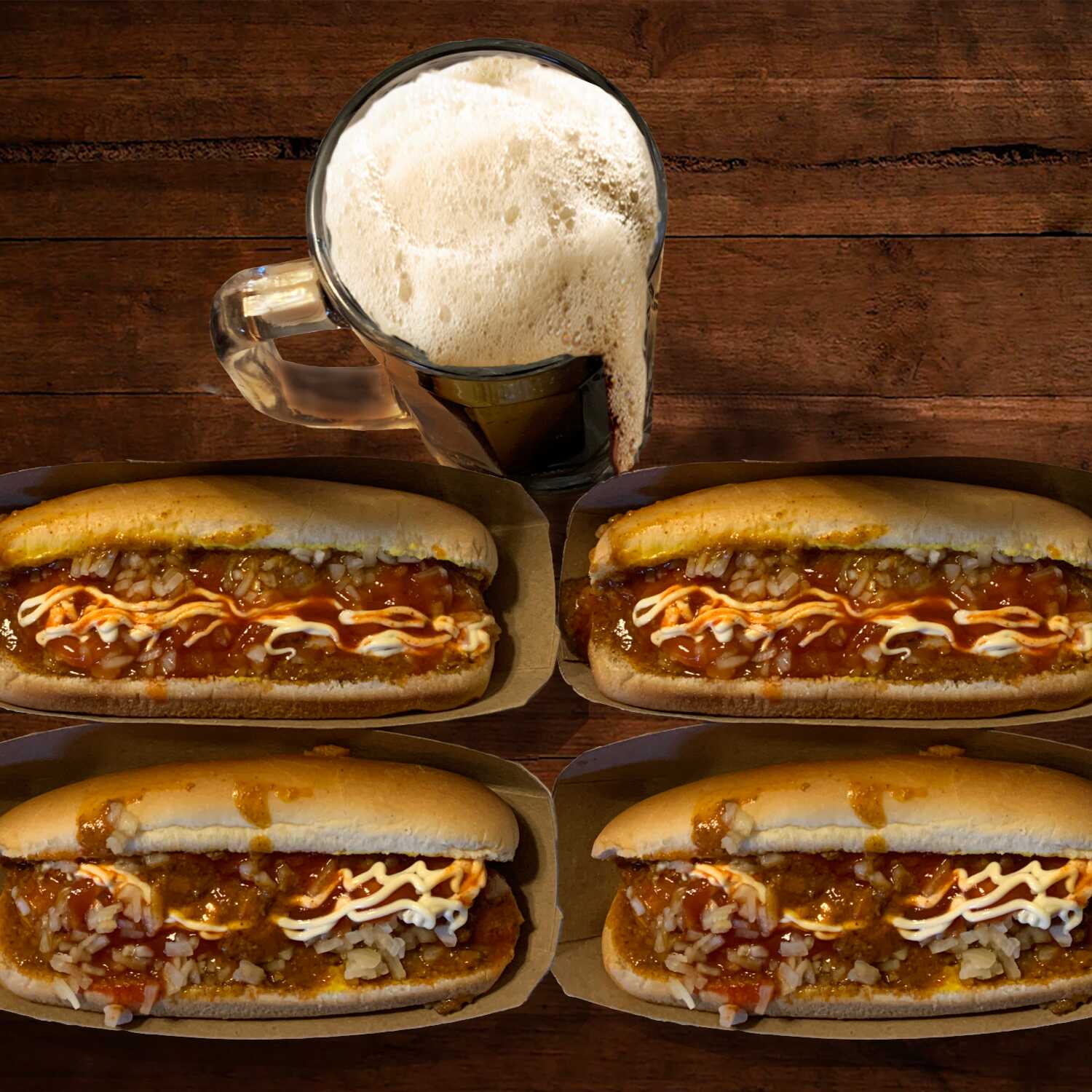 COMBO CALESSIAN BOY - 4 CHILI HOT DOGS Y SODA