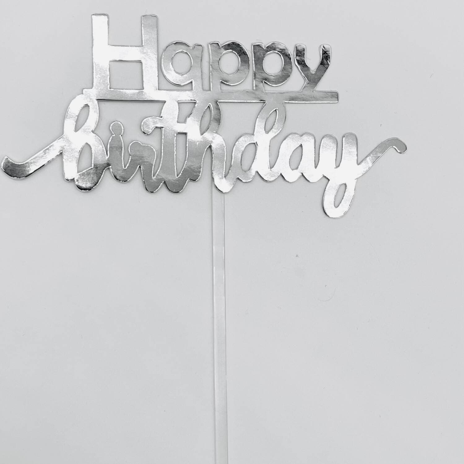 Topper Happy Birthday Plateado