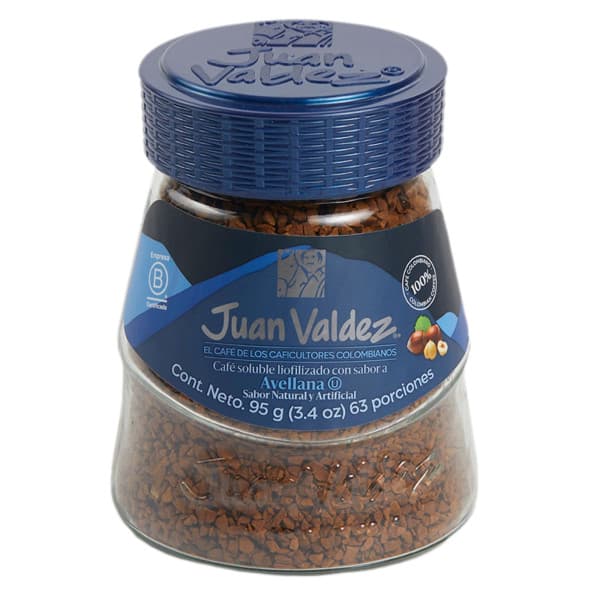 JUAN VALDEZ CAFÉ SOLUBLE LIOFILIZADO SABOR AVELLANA 95 G