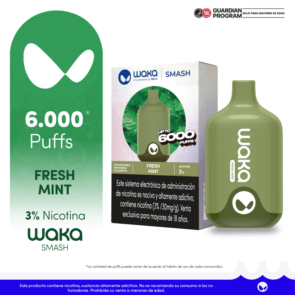 WAKA SMASH Vape Fresh Mint-3% 6000 puff