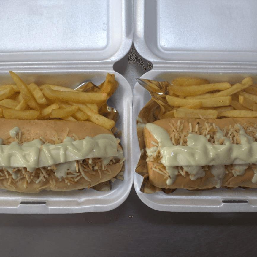 2 Super Perros Gratinados+2 Porciones de Papas