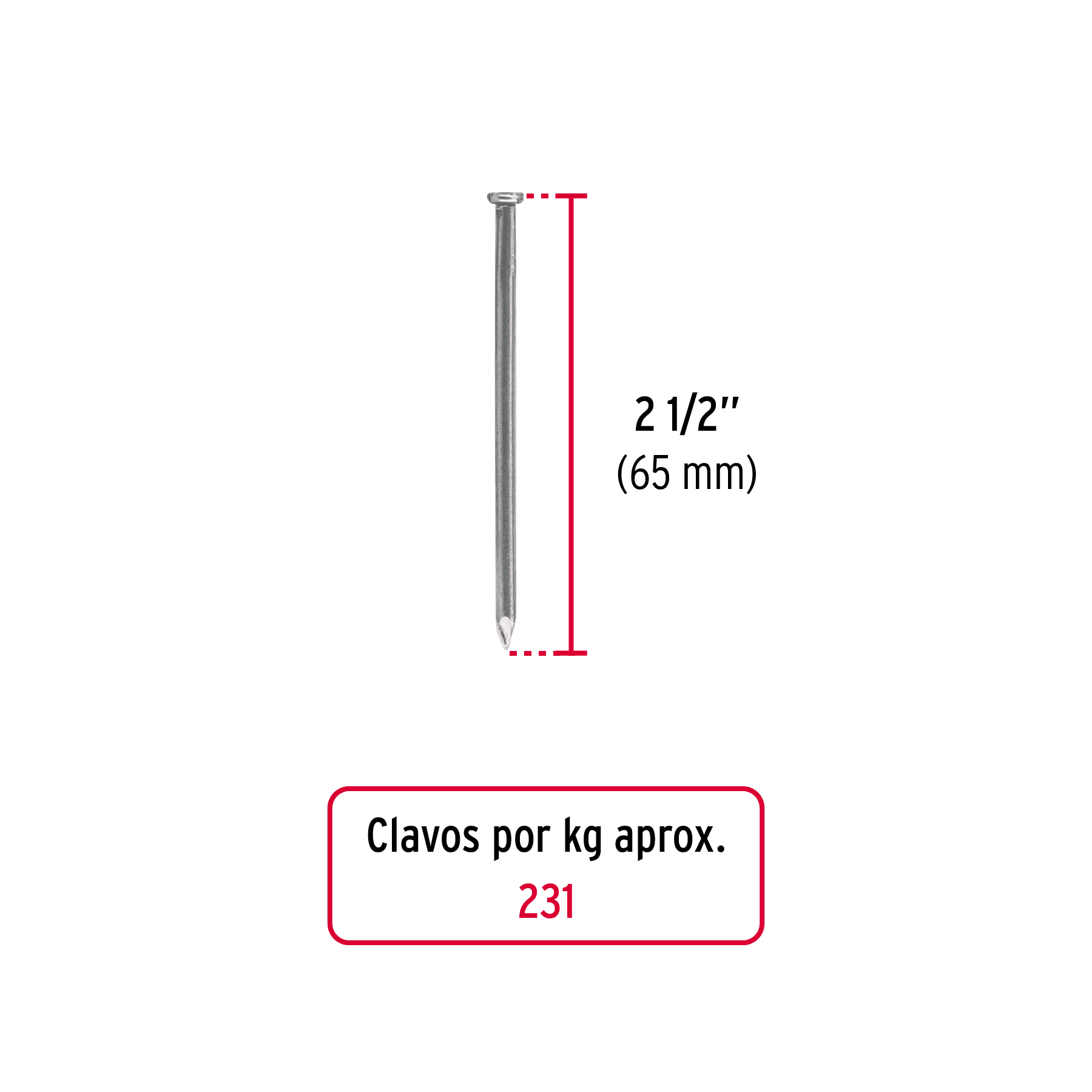 CLAVO CON CABEZA 2-1/2" X KG CLE-2-1/2 44153