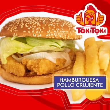 Hamburguesa de Pollo Crujiente con Papas