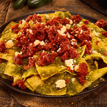 Chilaquiles Verdes con Chorizo.