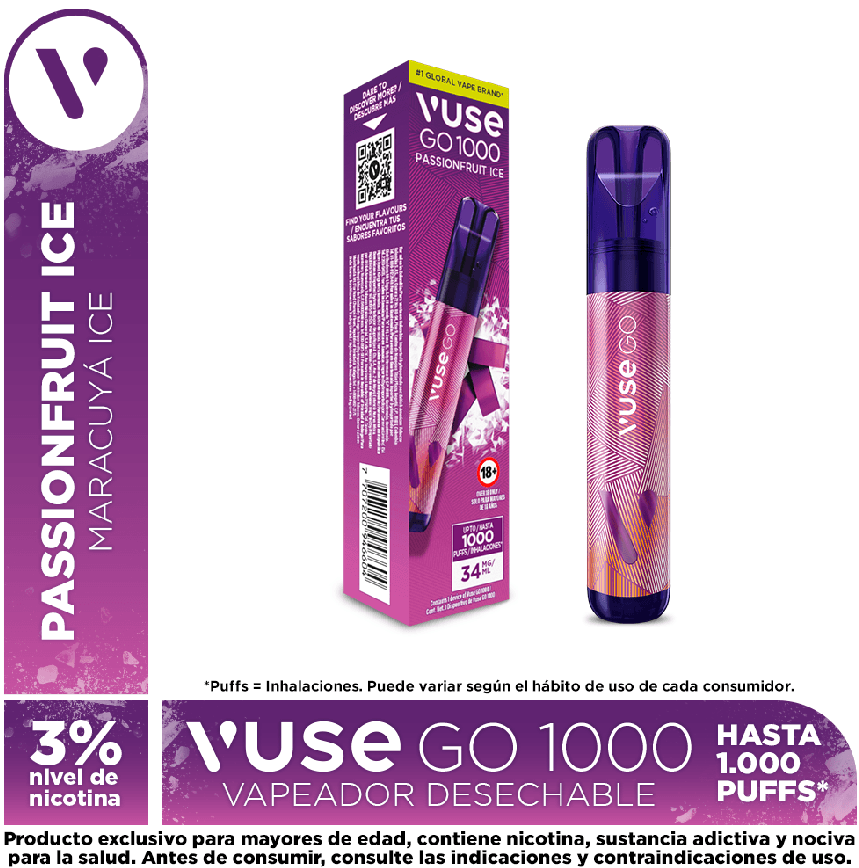 Vuse go 1000 passionfruit ice v-pro 34 mg/ml