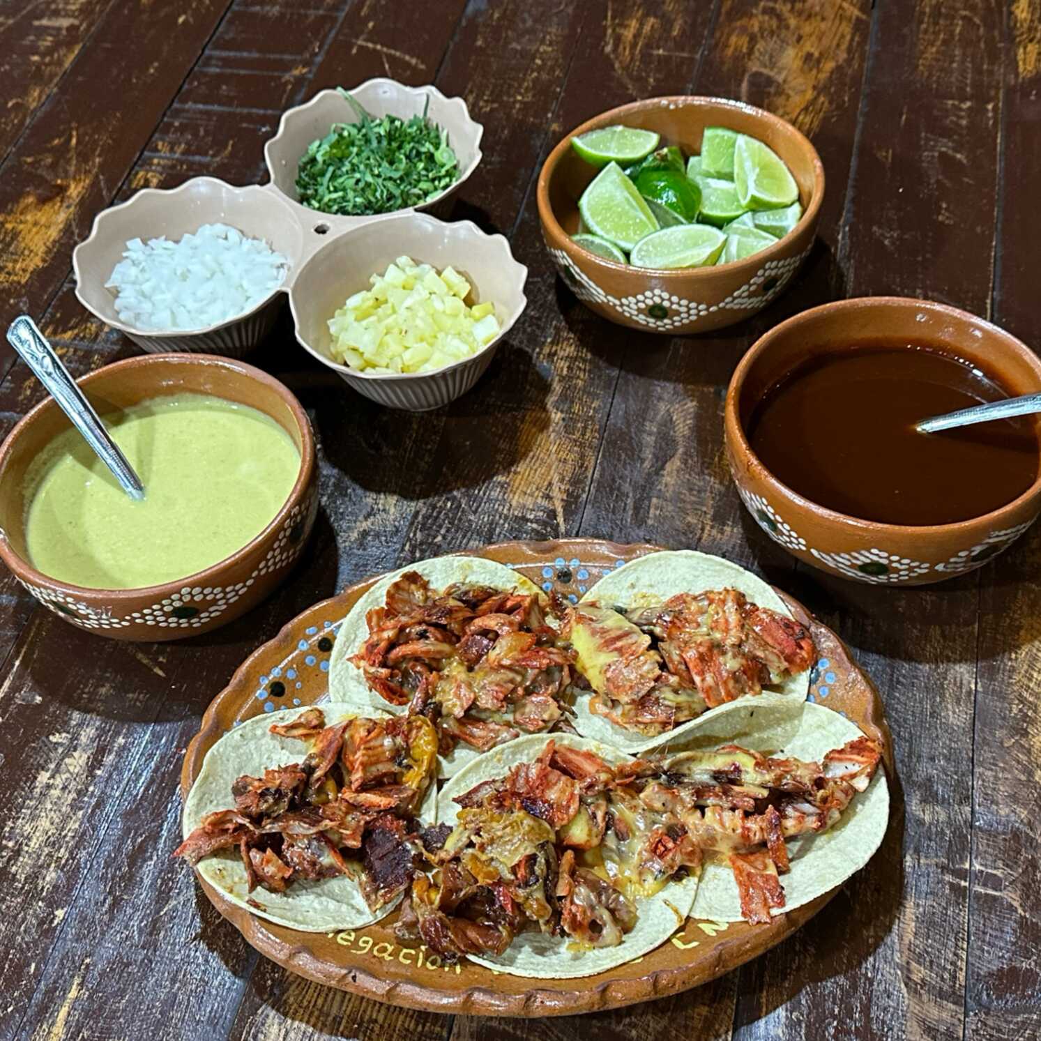 5 Tacos Al Pastor Con Queso