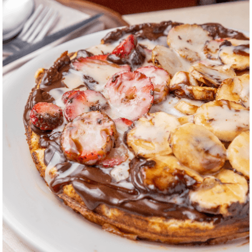 Wafle Leche Condensada y Fruta
