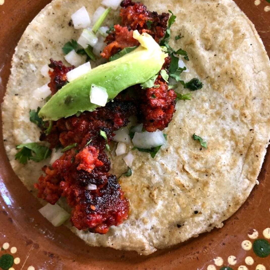 Taco de Chorizo tortilla de maiz