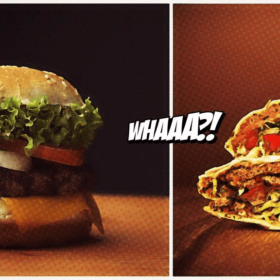 HAMBURGUESA KEV + Super  burrito + papas fritas