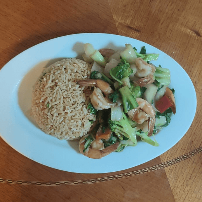 Langostino con Verdura más Chaufa