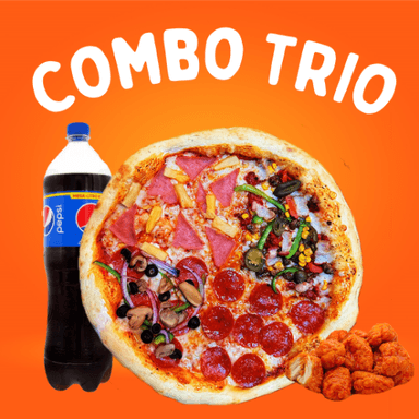 Combo Trío: Pizza + Pretzel Dogs + Bebida