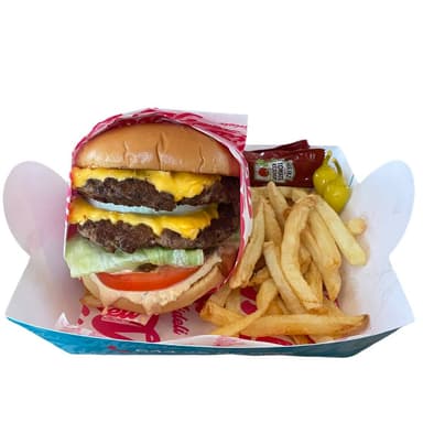 Hamburguesa doble con papas