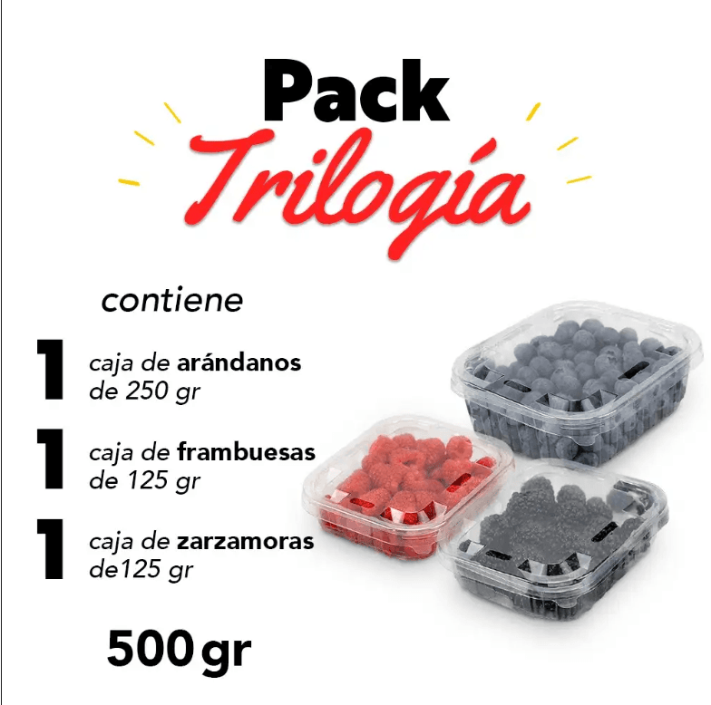 Pack trilogía de frutos rojos frescos 500gr