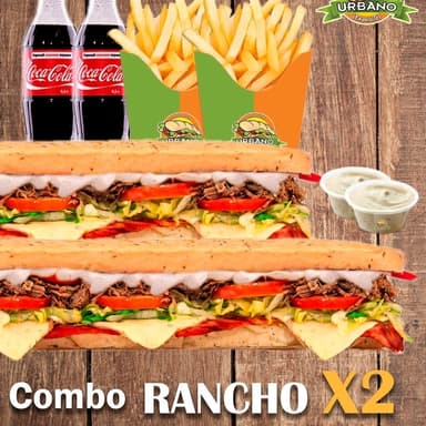 Promo Rancho para Dos, Papas, 2 Gaseosas 2 Sandwic
