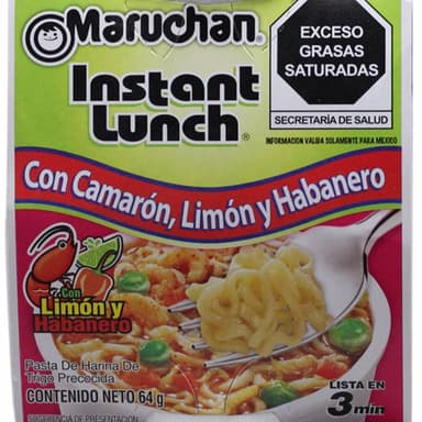 2 Maruchan Camarón/ Limón/ Habanero y Refresco