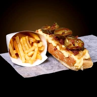 Perro Burguesudo más Papas