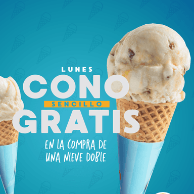 PROMO LUNES COMPRA 1 NIEVE DOBLE DE REGALO 1 CONO