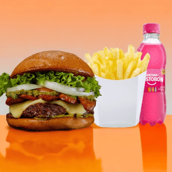 Hamburguesa RANCHERA + Papas + GASEOSA 500ML