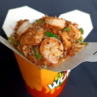Arroz con pollo y camarones