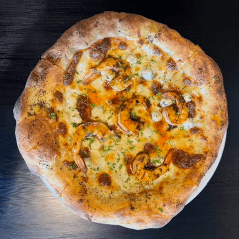 Pizza Gamberetti e Tre Formaggi Familiar