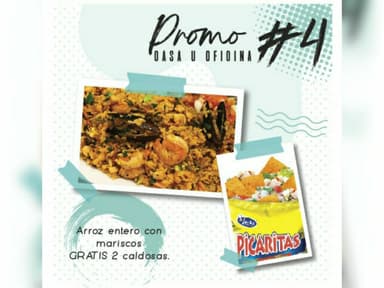 Promo #4 (Arroz Mariscos + 2 Caldosas). No hay cal